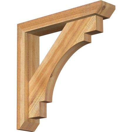 Ekena Millwork Merced Slat Rough Sawn Bracket w/ Offset Brace, Western Red Cedar, 4"W x 20"D x 20"H BKT0402X20X20MRC06RWR